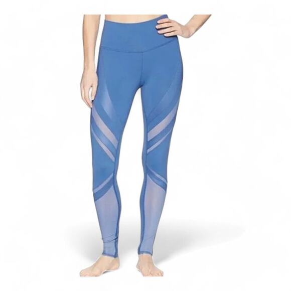 Alo Yoga High Waist Epic Leggings Mesh Panel Blue Activewear Athleisure Sz S - Picture 1 of 9